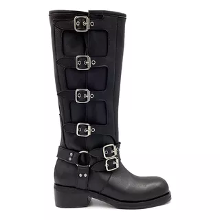 Bota Mujer Biker Moda Glam 100 % Cuero Art: 3956 De Tallon 