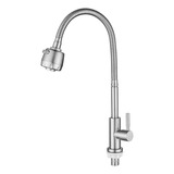 Llave Fregadero Lavaplato Acero Inox Cuello Flexible Fria