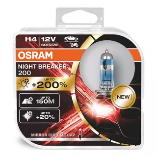 Bombillos Osram H4 X2 Night Breaker 200%+luz 12v 60/55w  