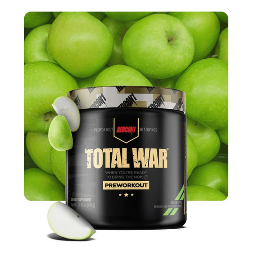 Suplemento En Polvo Redcon1 Total War Pre Entrenador Sabor Green Apple En Bote De 441g