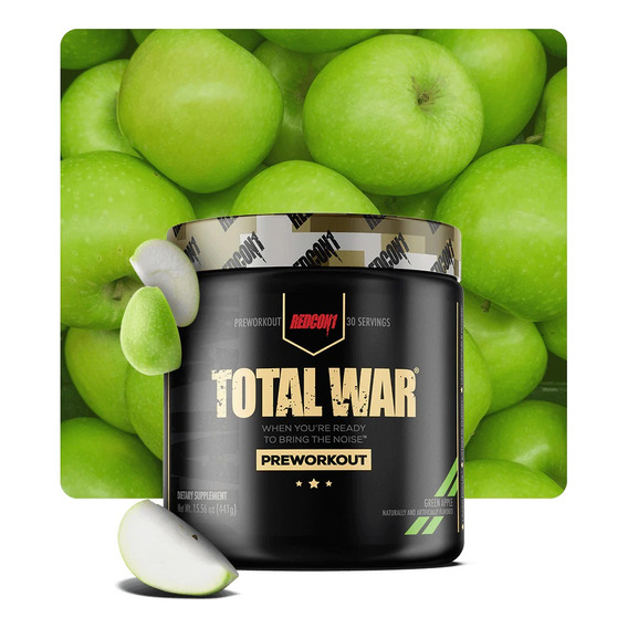 Suplemento En Polvo Redcon1 Total War Pre Entrenador Sabor Green Apple En Bote De 441g