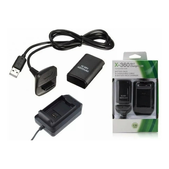 Kit Carga 4 En 1 Para Xbox 360 Batería Recargable De 4800mah