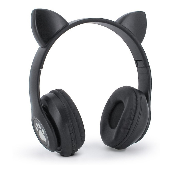  Audífonos Inalámbrico Bluetooth Orejas De Gato Negro P33m