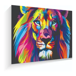 Cuadro  Maderatela Bantec El Rey Leon 60 X 42 Cm Pop Art