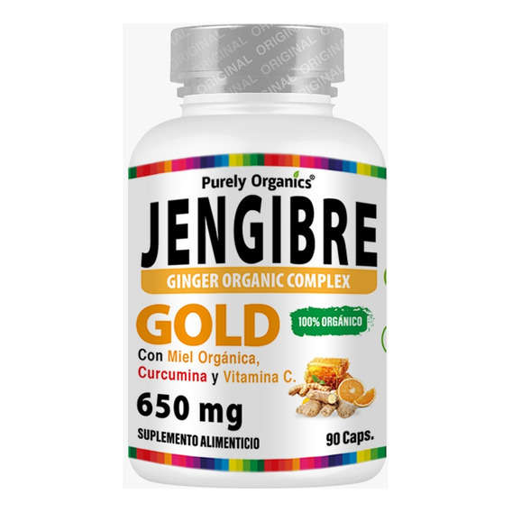 Jengibre Gold 3 En 1. Suplemento Orgánico, Con 90 Cápsulas.
