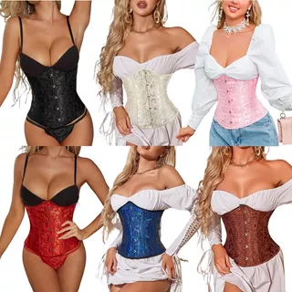 Corset Corselet Underbust Cinta Modeladora Floral Cores M757