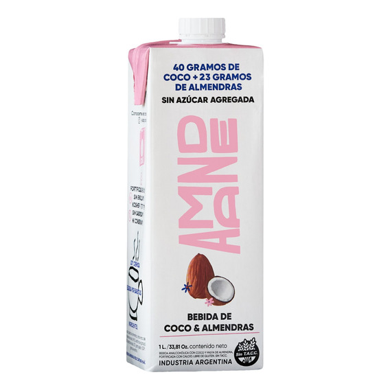 Leche De Coco Y Almendra Amande Sin Azucar 1 Lt  Pack X 16u