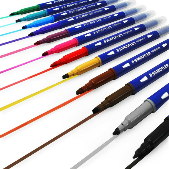 12 Marcadores Staedtler Calligraphy Doble Punta P Lettering