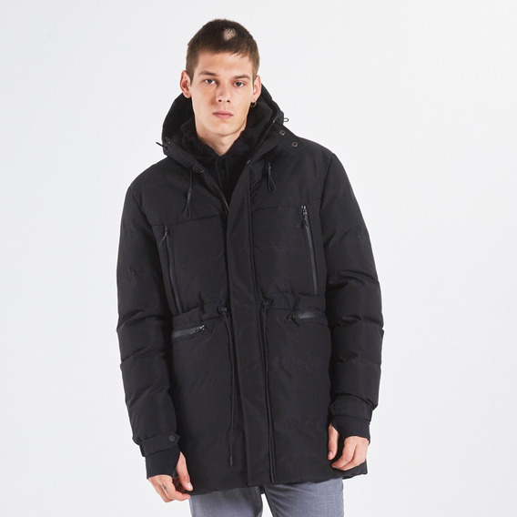 Campera Hombre Puffer Inflada Larga Capucha Thor Parka Tm