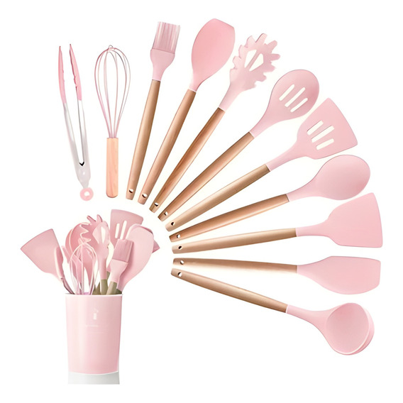 Set 12 Utensilios De Cocina Silicona Resistente Calor Juego