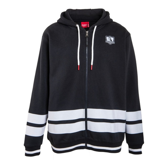 Poleron Colo Colo Urbano Zipper Negro Blanco