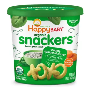 Snackers Happy Baby Snacks Orgánicos Para Niños Gluten Free Sabor Crema De Espinaca