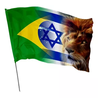  Bandeira Leão Da Tribo De Judá Brasil E Israel 145 X 100
