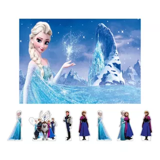 Kit Display De Mesa + Painel Festa Infantil Frozen