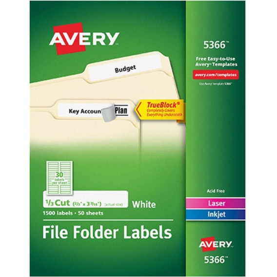 Etiquetas Para Folder Blancas Avery 5366 De 1.7x8.7 Cm 1 Paq