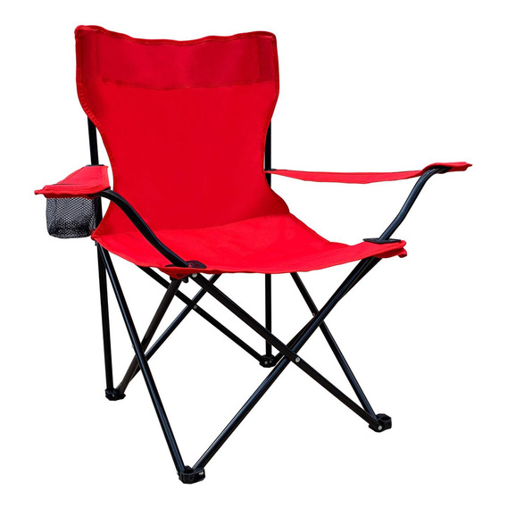 Silla Camping Plegable Playa Exteriores Funda Portavasos Color Rojo