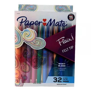 Marcadores Paper Mate Flair Pack 32 Color Plumones Felt Tip