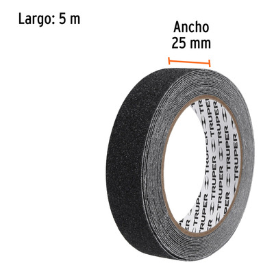 Rollo De 5 M De Cinta Antiderrapante Negra 25mm Con Abrasivo