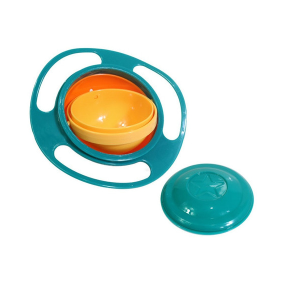 Plato Bowl Bebe Giratorio 360 Grados Anti-derrame Con Tapa Color Verde