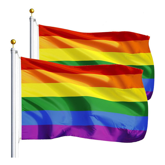 2 Bandera Gay Pride Lgbt Homo 1.5m X 90cm Resistente Lavable