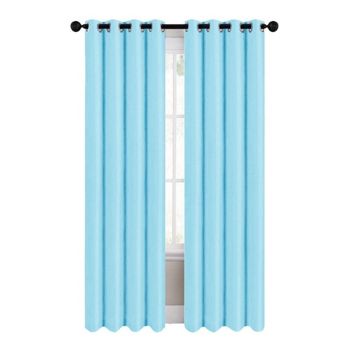 Cortinas Blackout 274cm Ancho X 213cm De Largo En 2 Paneles Color Azul claro