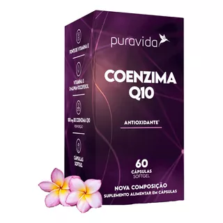 Coenzima Q10 Pura Vida Coq10, Óleo De Coco & Vitamina E Sabor Neutro 60 Caps