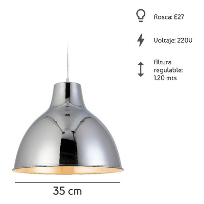 Colgante Cromo Galponero Vintage Moderno Apto Led M1001 Mks