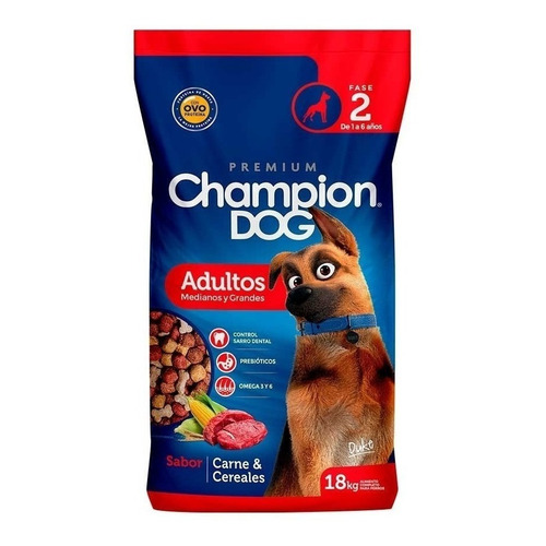 Alimento Champion Dog Medianos y Grandes para perro adulto de raza mediana y grande sabor carne y cereales en bolsa de 18kg