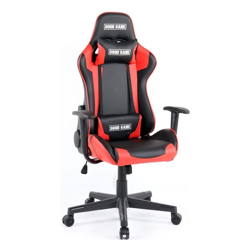 Silla de escritorio Good Game Pro ergonómica  negra y roja con tapizado de cuero sintético