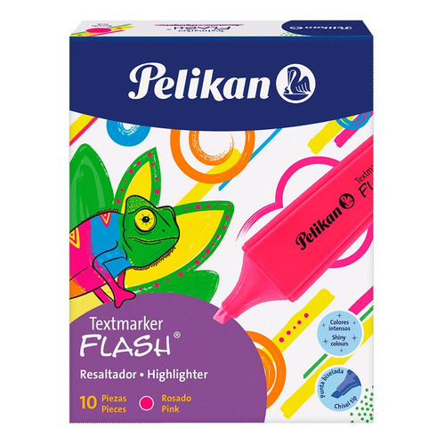 Resaltador Chato Pelikan Flash Fluo X10 Elegí El Color Color Rosa