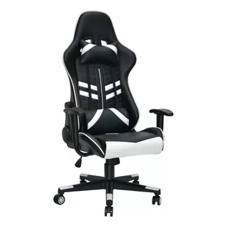 Silla Pc Gamer Profesional Base Plástico Pvc+ Almohada LG Color Blanco Material Del Tapizado Cuero Sintético