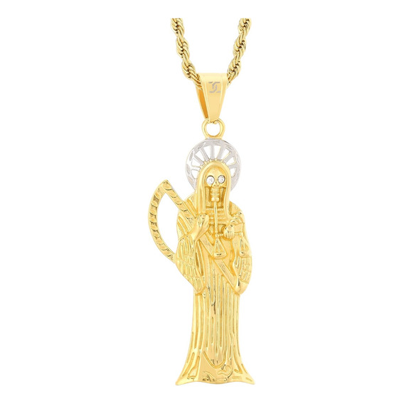 Torsal Santa Muerte Collar Oro Laminado 18k Regalo Hombre