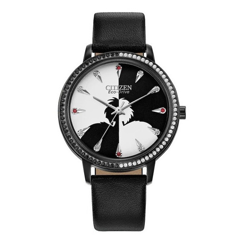 Reloj Citizen Eco Drive Disney Cruella Orig. Mujer E-watch Color de la correa Negro Color del bisel Negro Color del fondo Blanco/Negro