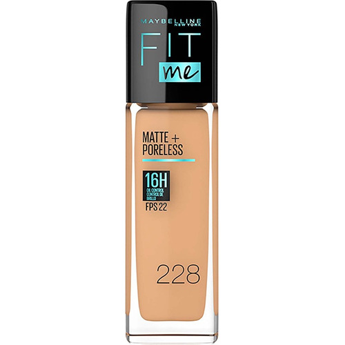 Base de maquillaje líquida Maybelline New York Fit Me Matte + Poreless tono 228 soft tan - 30mL