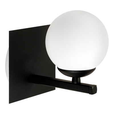 Aplique 1 Luz Elyn Negro Globo Opal Apto Led G9 Deco