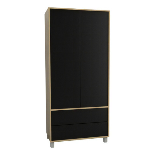 Ropero Placard Minimalista En Melamina Guardado Organizador Color Olmo Finlandes Con Negro