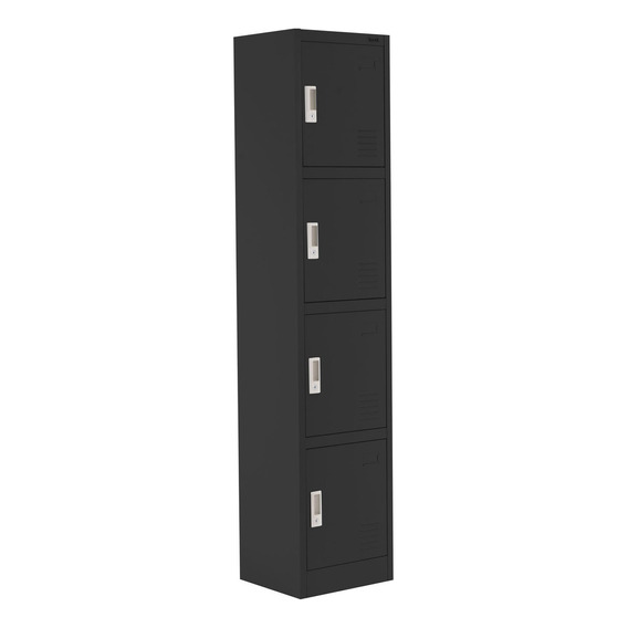 Locker Metalico 4 Puertas Guardex Casilleros Trabajo Oficina Color Negro