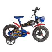 Bicicleta  Infantil Styll Baby Moto Bike Aro 12 Cor Preto/azul/vermelho Com Rodas De Treinamento