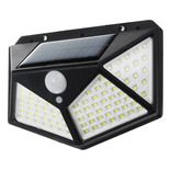 Lámpara solar de 100 LED con sensor para exteriores, a prueba de jardín, color negro, 7 V