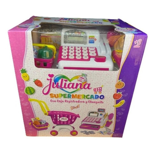 Juliana Supermercado Con Caja Registradora Y Changuito Color Rosa