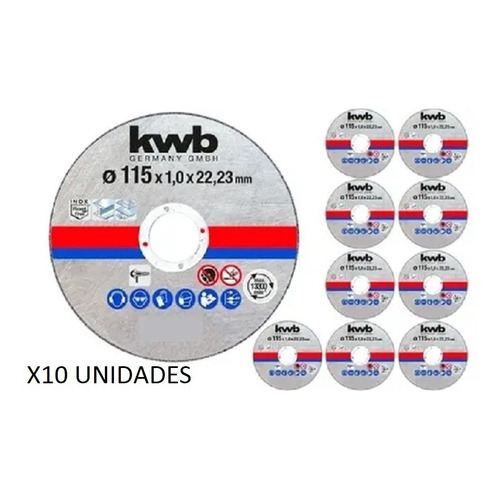 Disco De Corte P/ Metal Acero Inoxidable 115mm 50 Unds Kwb Color Unico Color