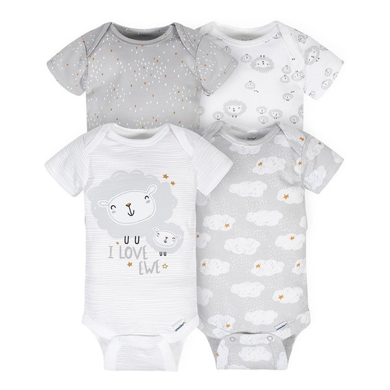 Gerber Set De 4 Bodys Unisex Manga Corta