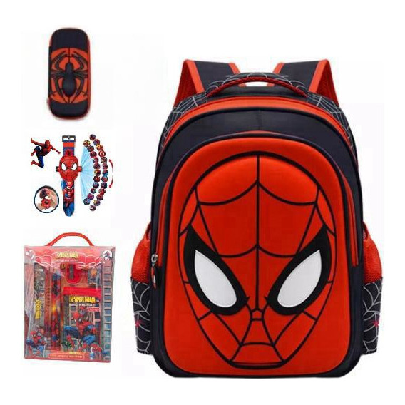 Spider Man Mochila Escolar Estudiante/preescolar De 9 Piezas