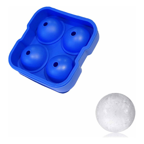 Cubetera De Silicona Ionify Para 4 Esferas De Hielo Grandes Color Azul