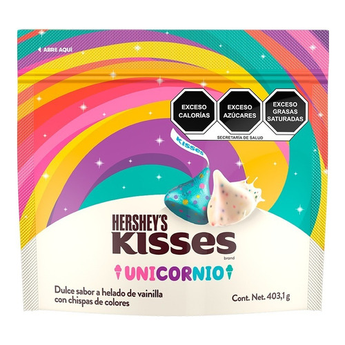Hershey's Kisses Unicornio Sabor Helado Vainilla C/ Chispas