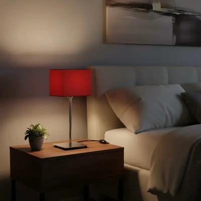 Velador Con Pie De Acero Platil Pantalla Cuadrada