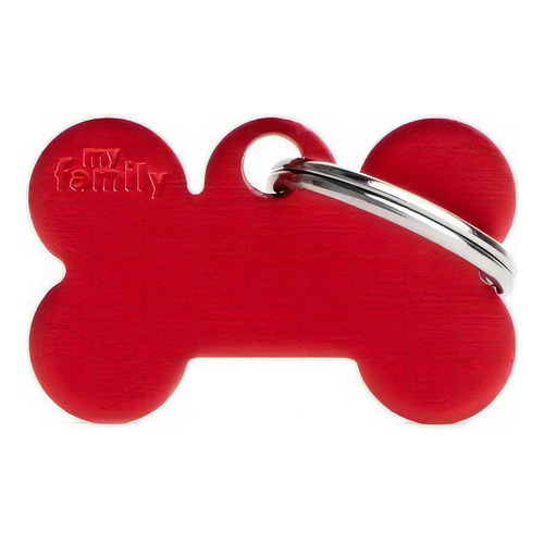 Chapas Identificatoria Para Mascotas My Family Small Bone Rojo Grabado Instantáneo