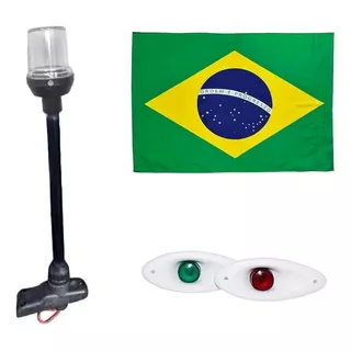 Kit Olho De Tubarão Led Branco Mastro Preto Led Com Bandeira