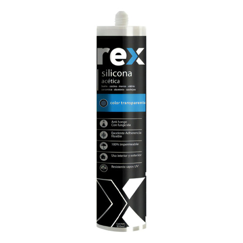 Silicona Acética Rex Transparente Fungicida Cartucho 300ml
