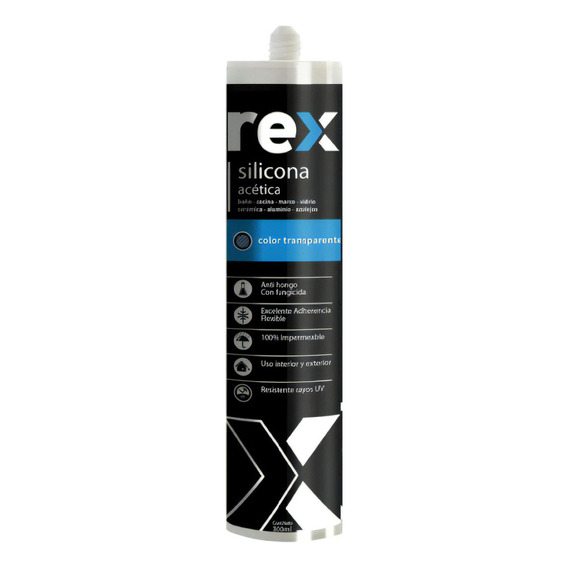 Silicona Acética Rex Transparente Fungicida Cartucho 300ml